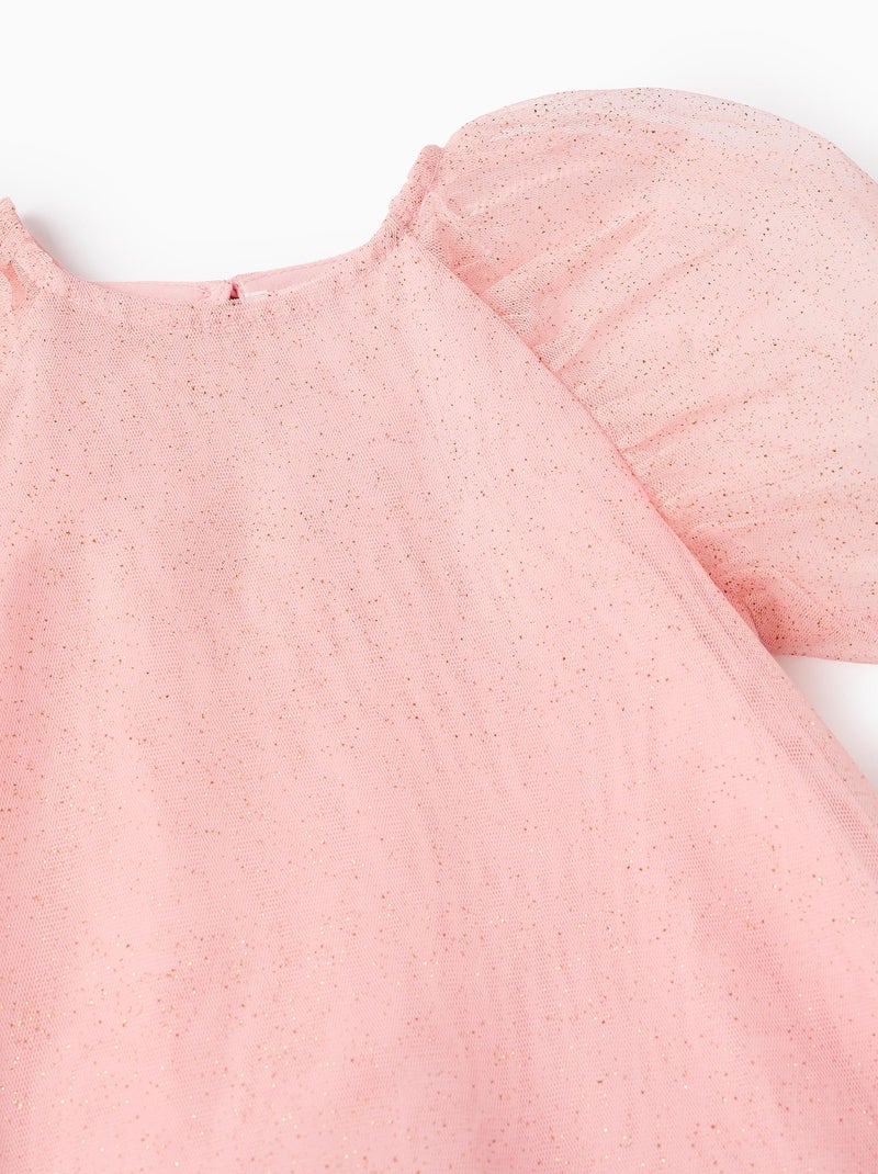 Robe en tulle ornée de paillettes Rose clair - Kiabi