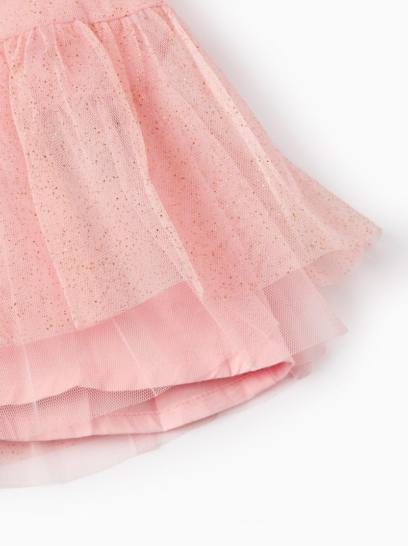 Robe en tulle ornée de paillettes Rose clair - Kiabi