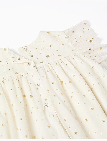 Robe en tulle sans manches avec volants et étoiles