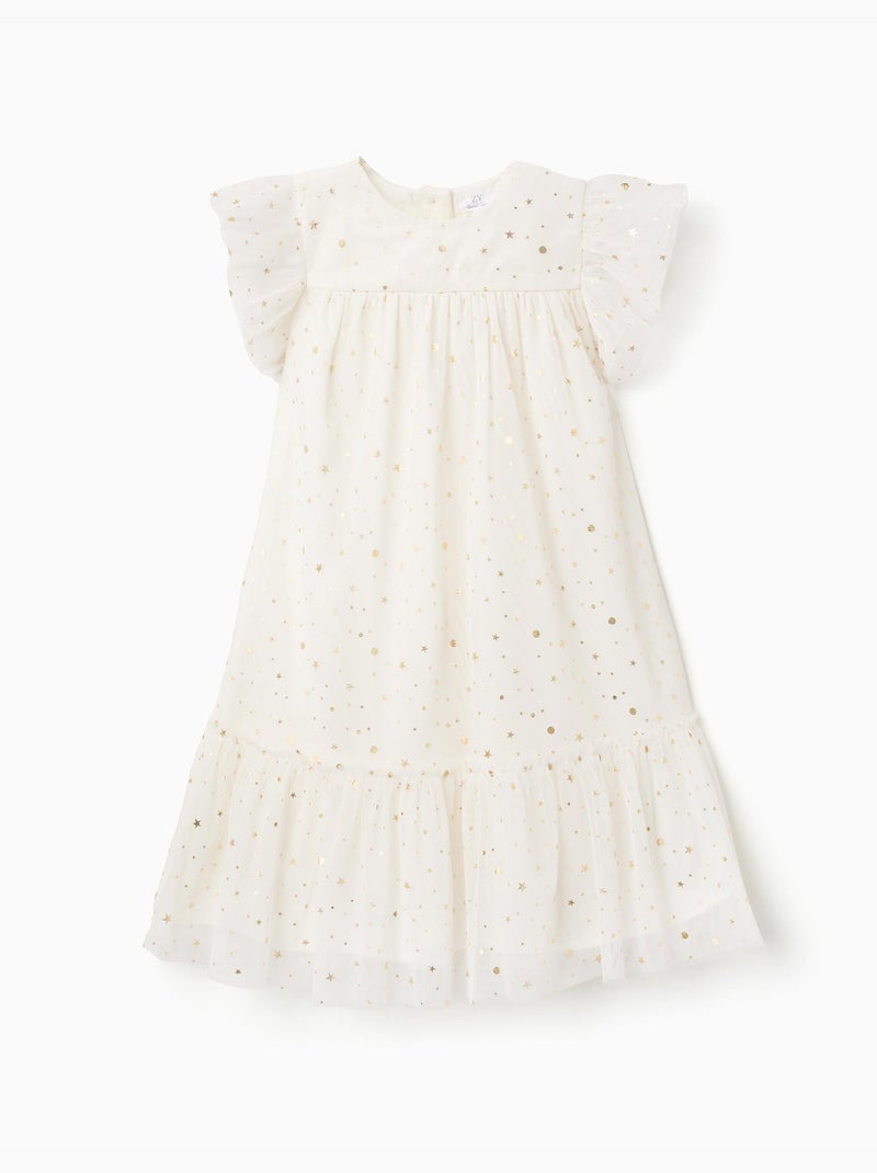 Robe en tulle sans manches avec volants et étoiles Blanc - Kiabi