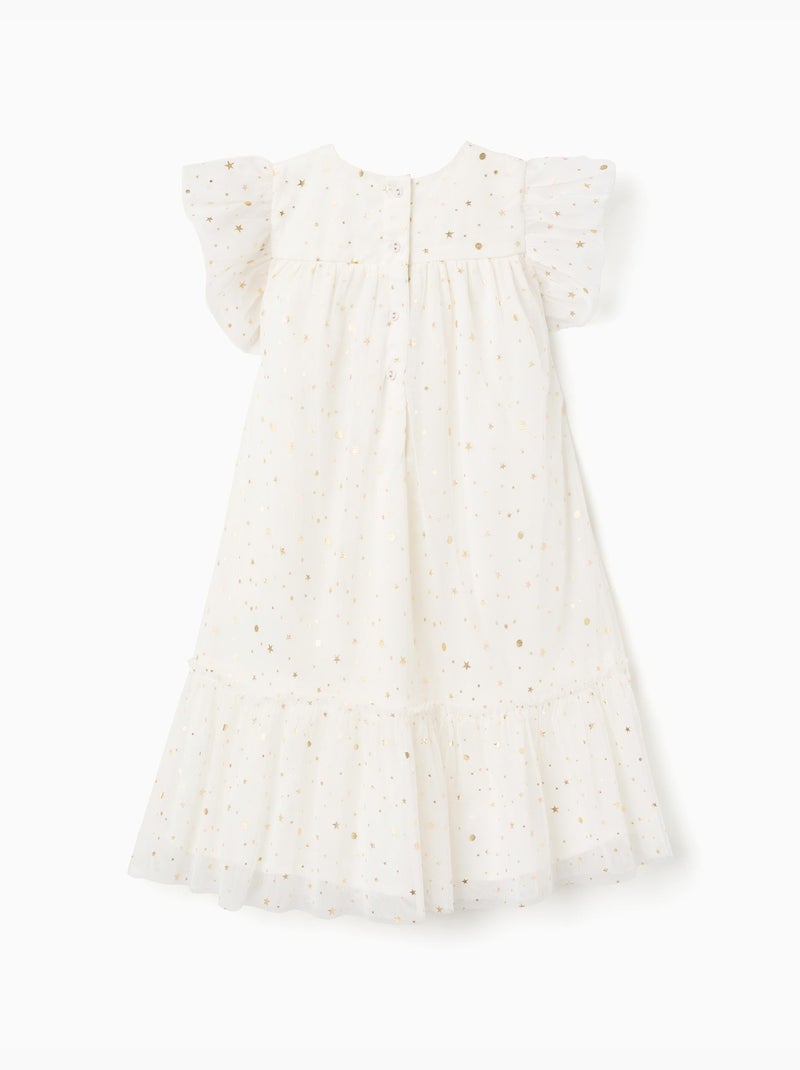 Robe en tulle sans manches avec volants et étoiles Blanc - Kiabi