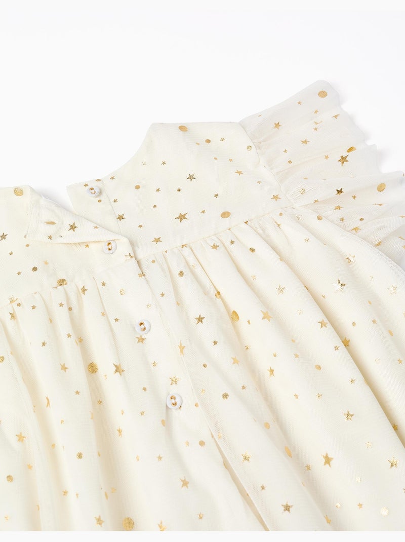 Robe en tulle sans manches avec volants et étoiles Blanc - Kiabi