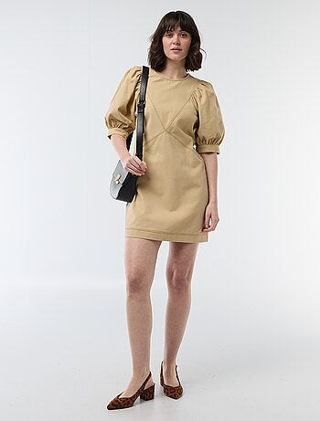 Robe en twill à manches bouffantes