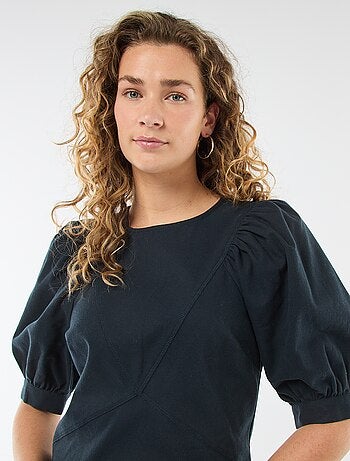 Robe en twill à manches bouffantes