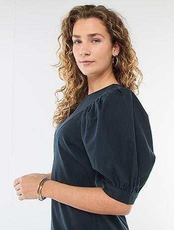 Robe en twill à manches bouffantes
