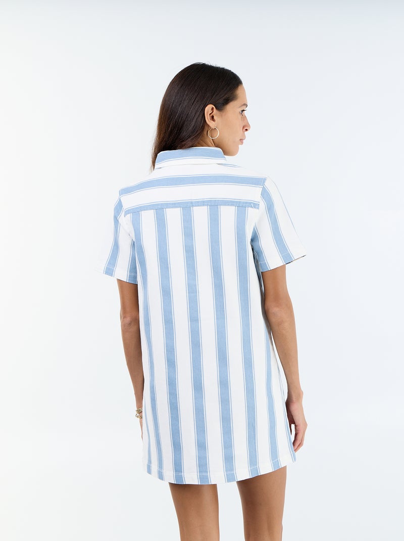 Robe en twill coupe courte Bleu - Kiabi