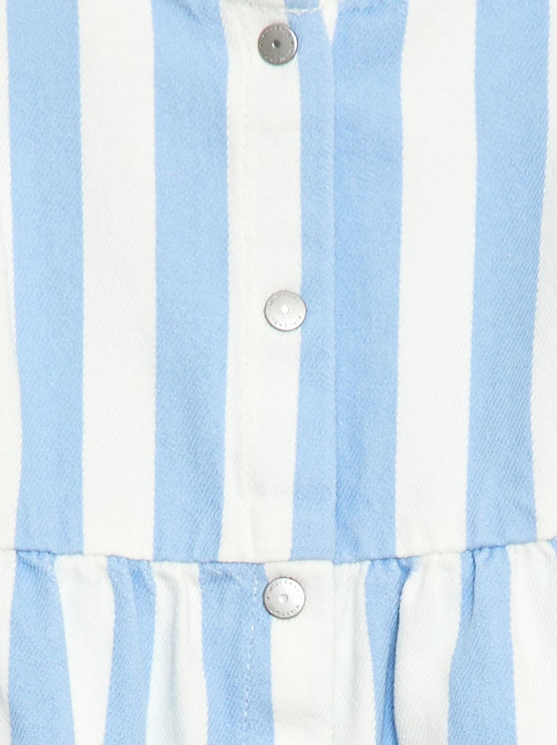 Robe en twill rayée à manches courtes Bleu - Kiabi
