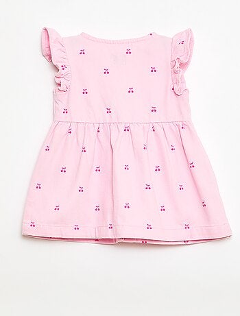 Robe en twill rayée à manches courtes