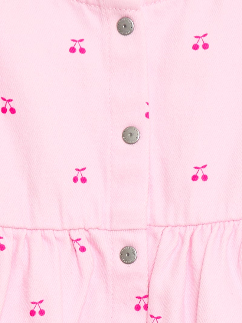 Robe en twill rayée à manches courtes Rose - Kiabi