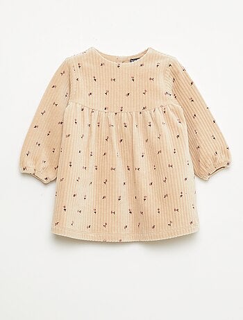 Robe en velours à manches longues avec motif