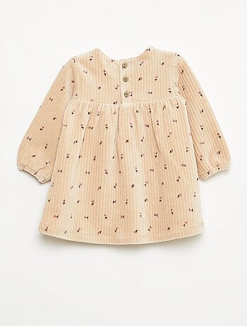 Robe en velours à manches longues avec motif