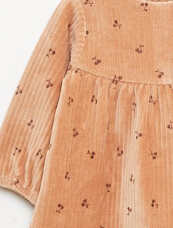 Robe en velours à manches longues avec motif