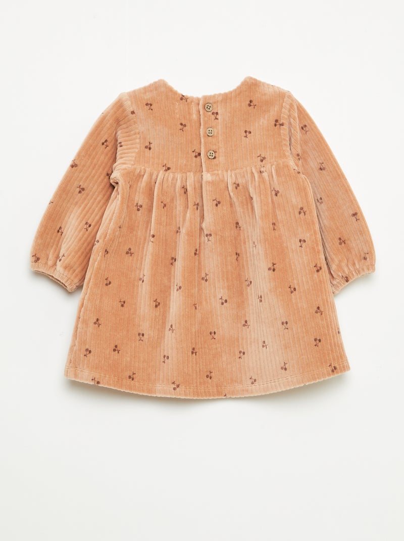 Robe en velours à manches longues avec motif Marron - Kiabi