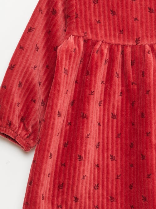 Robe en velours à manches longues avec motif - Kiabi