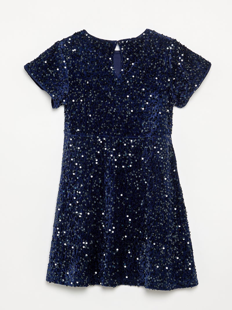 Robe en velours à sequins Bleu - Kiabi