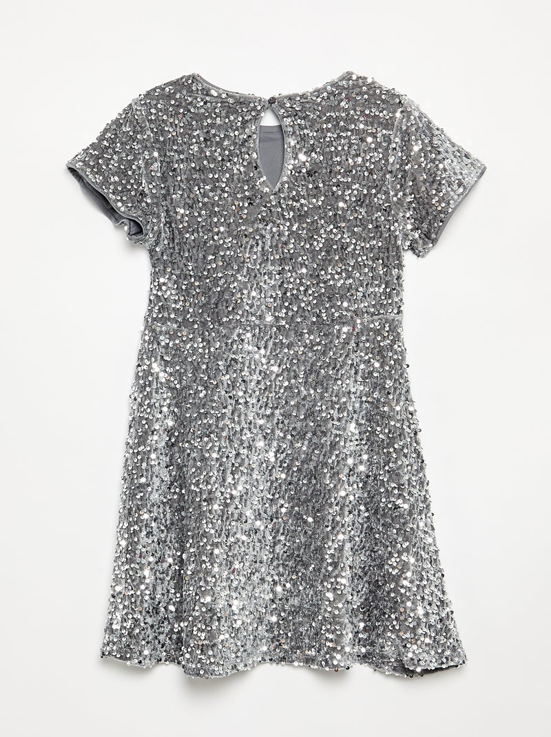 Robe en velours à sequins Gris - Kiabi