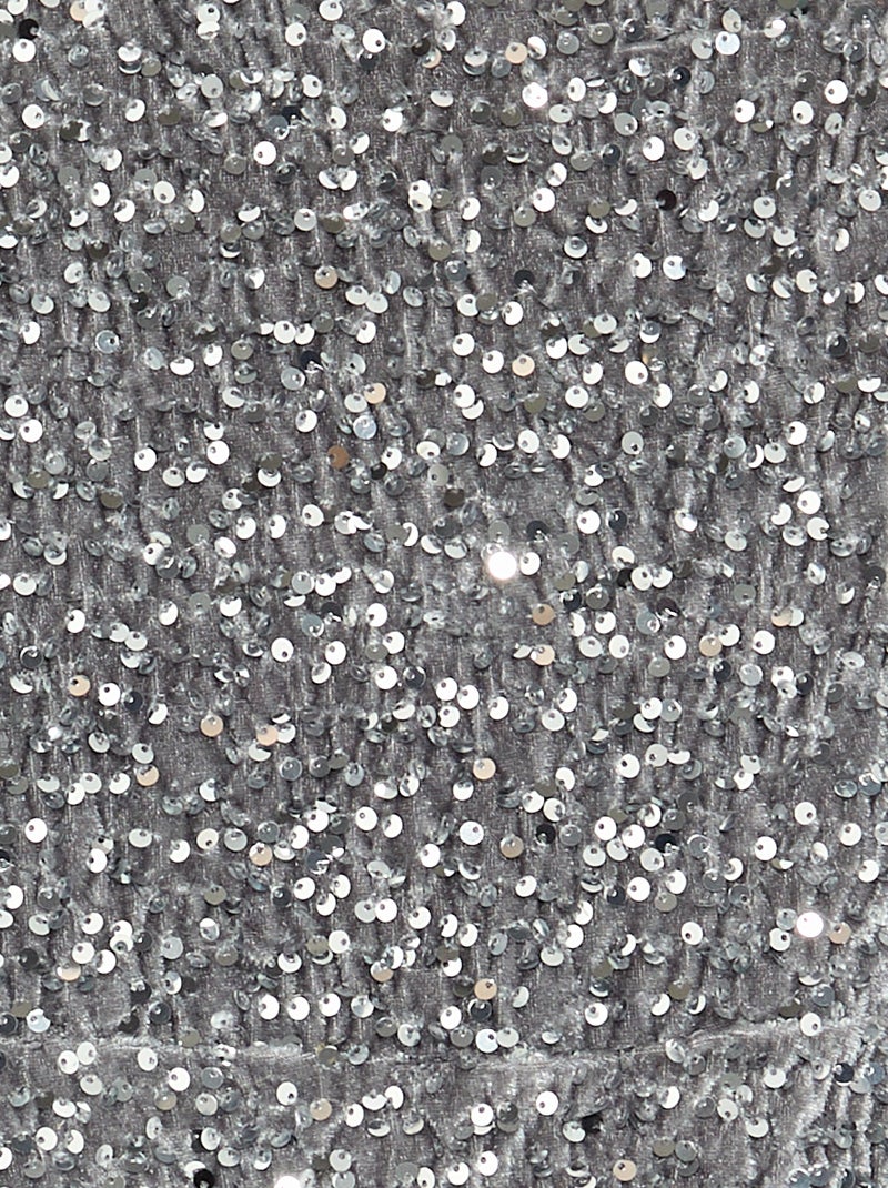 Robe en velours à sequins Gris - Kiabi
