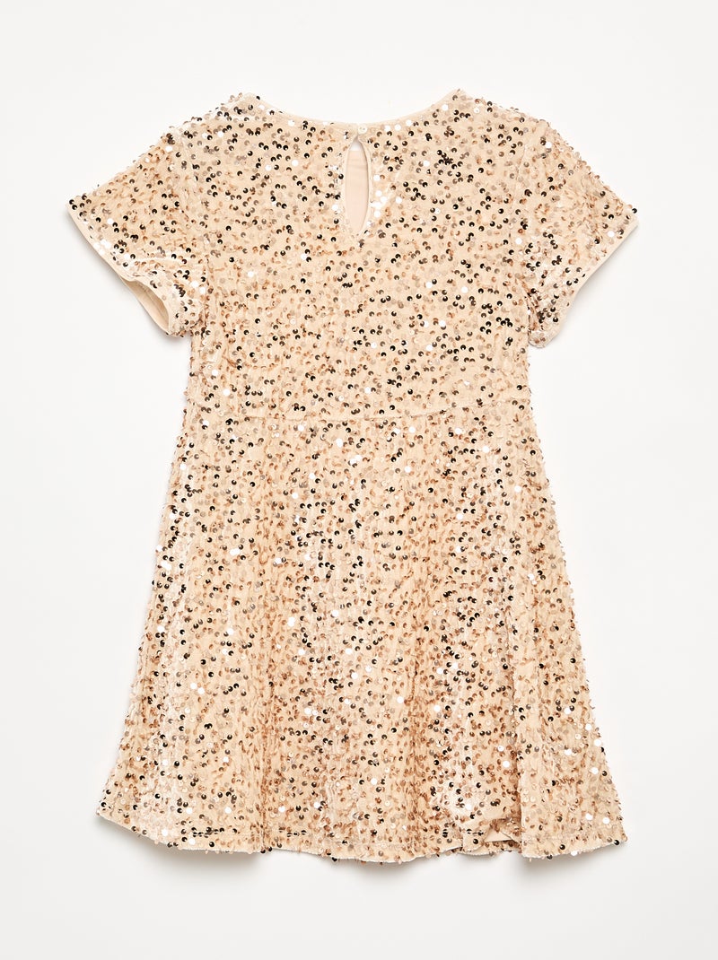 Robe en velours à sequins Jaune - Kiabi