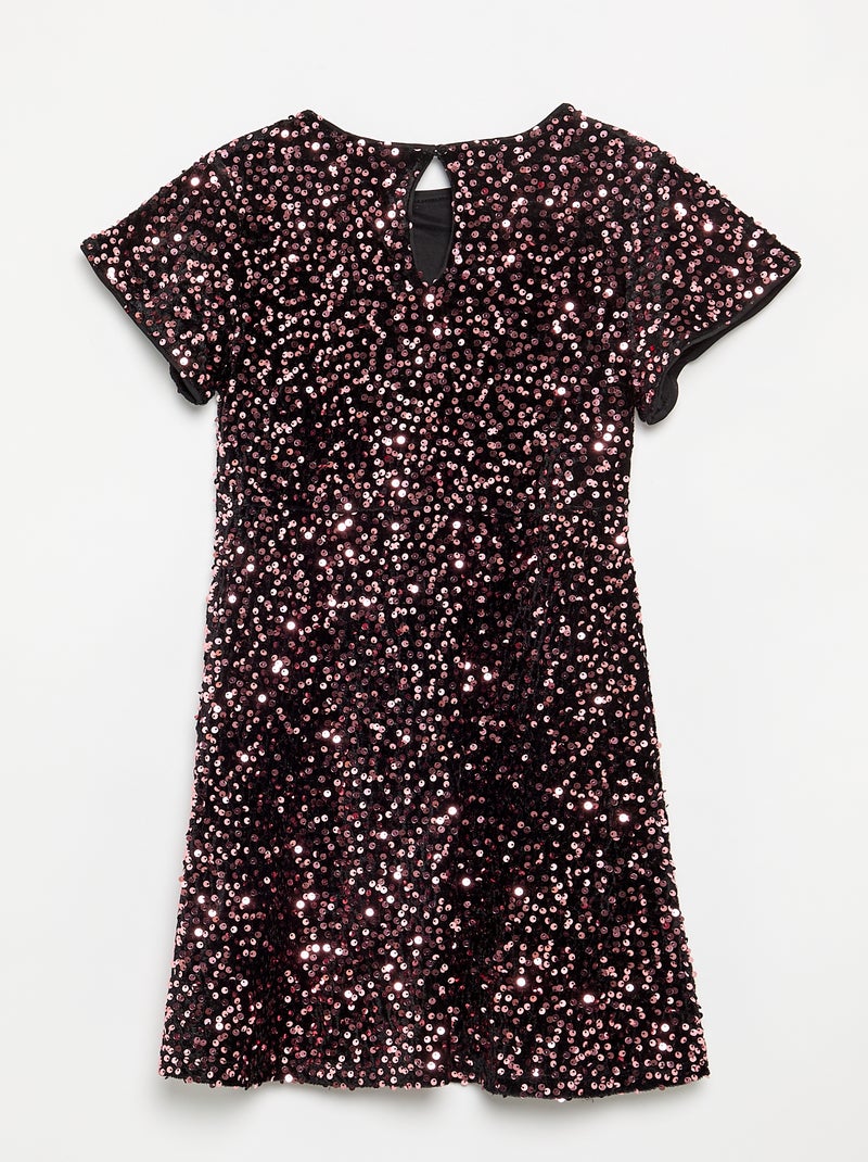 Robe en velours à sequins Rose - Kiabi
