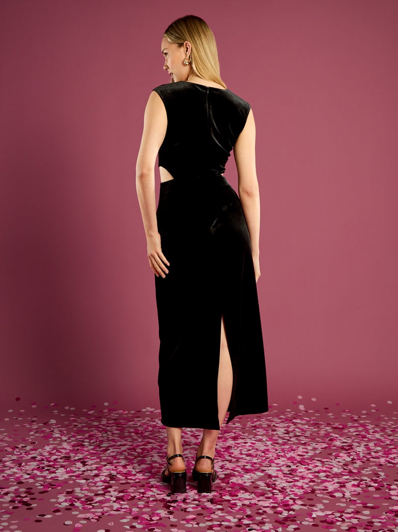 Robe en velours ajourée sur les côtés Noir - Kiabi