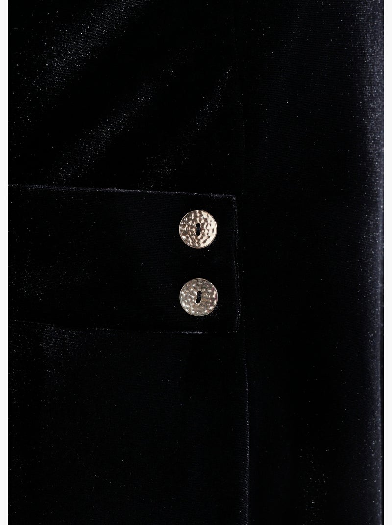 Robe en velours col rond, taille marquée - afibel Noir - Kiabi
