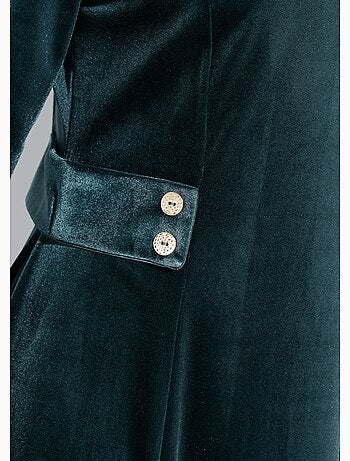 Robe en velours col rond, taille marquée - afibel