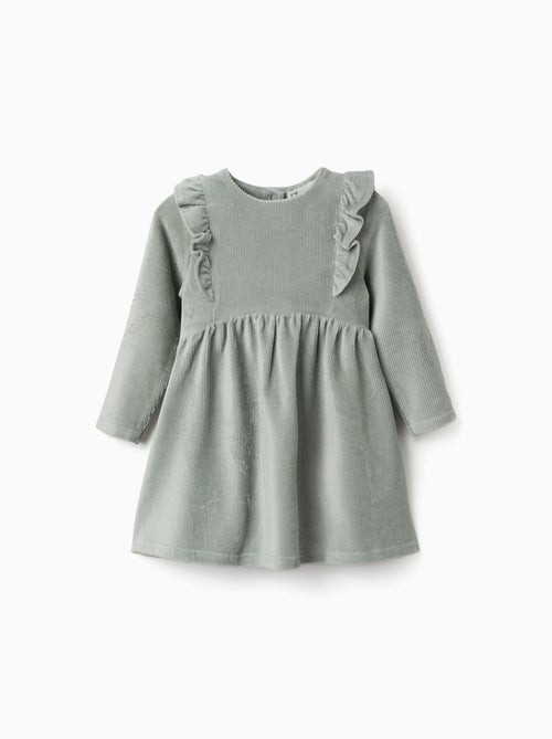 Robe en velours côtelé à manches longues avec volants - Kiabi Robe en velours côtelé à manches longues avec volants - Kiabi