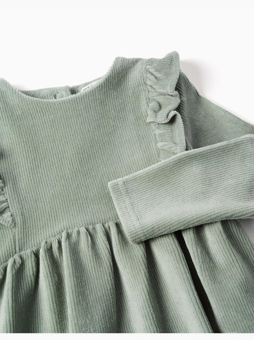 Robe en velours côtelé à manches longues avec volants - Kiabi Robe en velours côtelé à manches longues avec volants - Kiabi