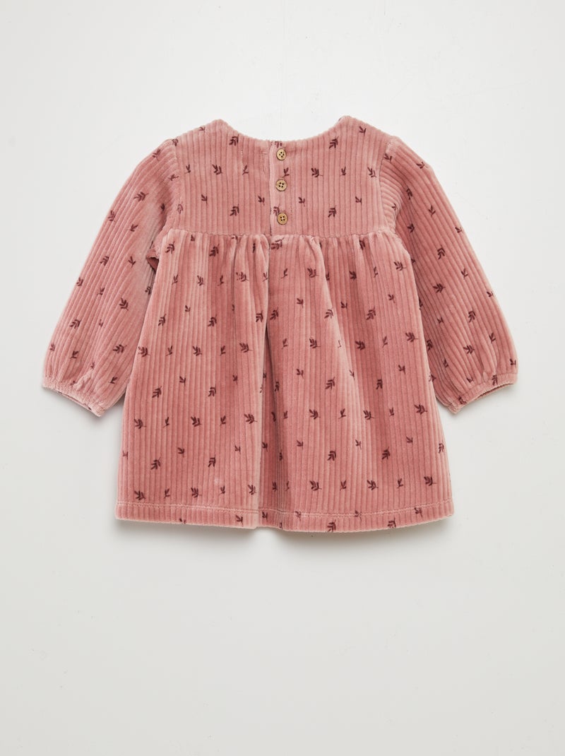 Robe en velours côtelé à motif Rose - Kiabi