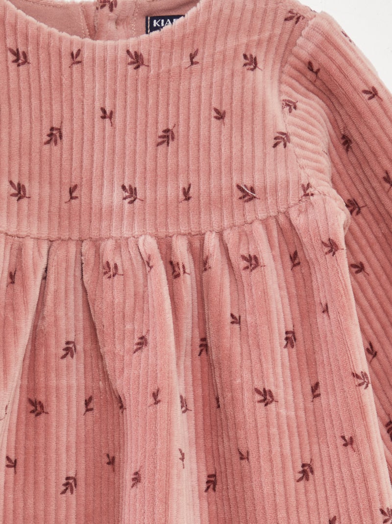 Robe en velours côtelé à motif Rose - Kiabi