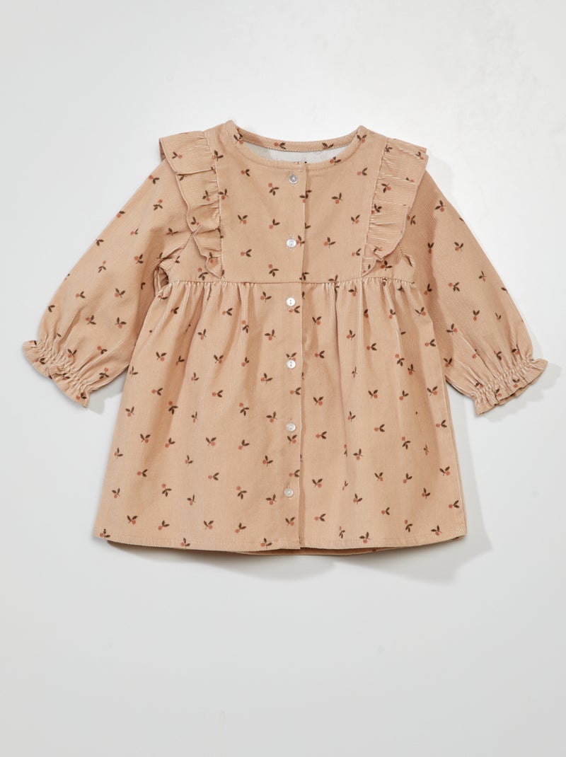 Robe en velours côtelé Blanc - Kiabi