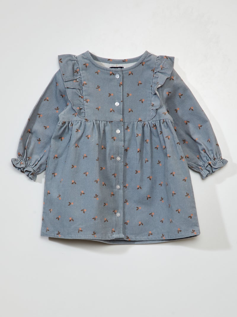 Menthe Enfant Robe à manches longues en tissu côtelé et tulle | Carter
