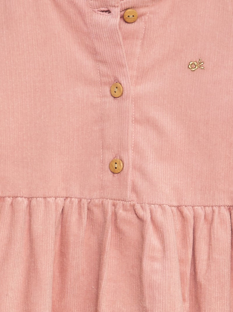 Gaïa, robe en velours côtelé rose