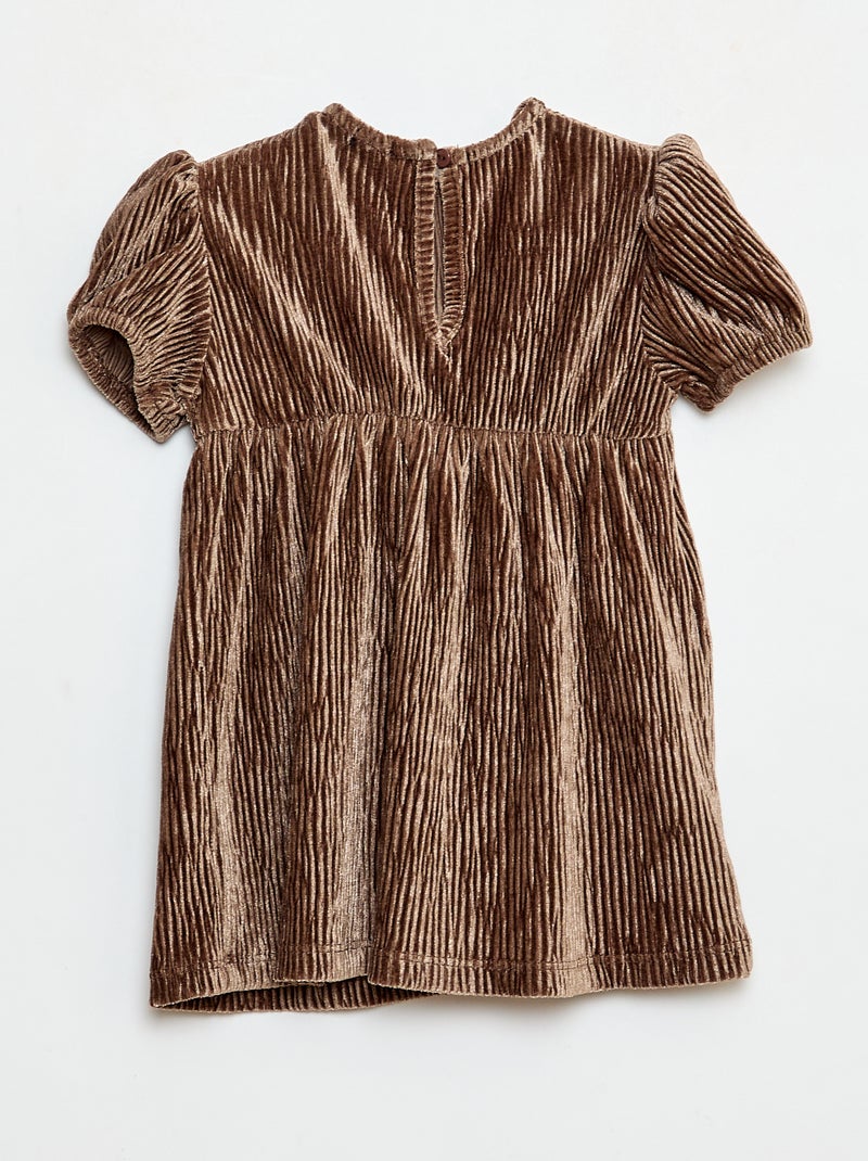 Robe en velours côtelée avec nœud fantaisie Beige - Kiabi