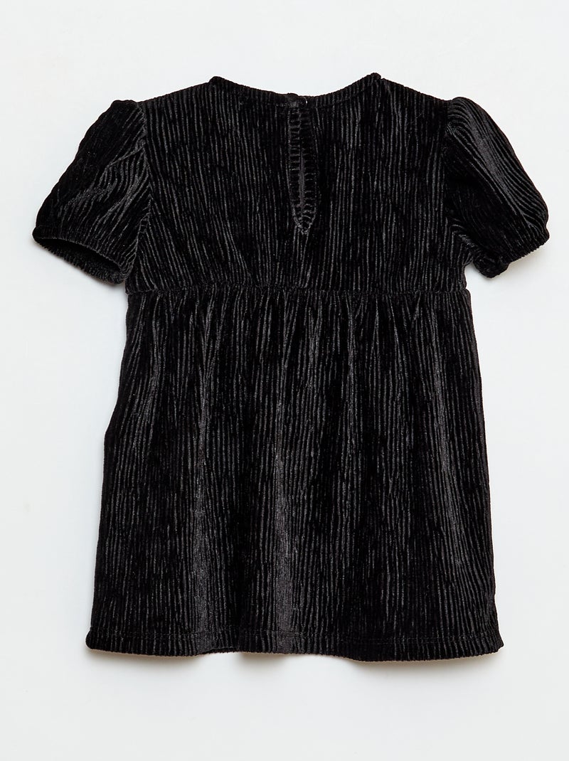 Robe en velours côtelée avec nœud fantaisie Noir - Kiabi