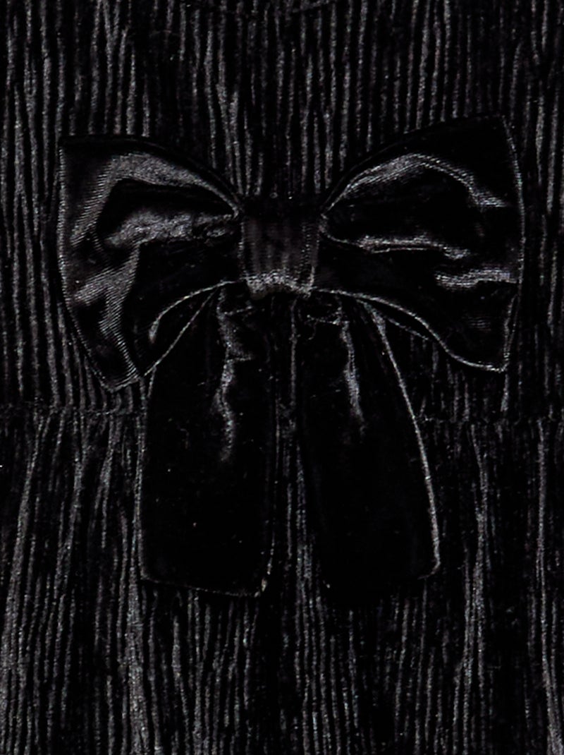 Robe en velours côtelée avec nœud fantaisie Noir - Kiabi