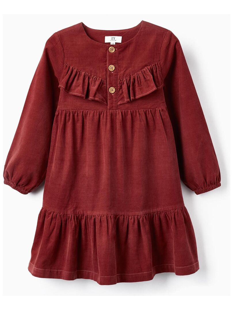 Robe en velours de coton pour fille manches longues LITERATURE