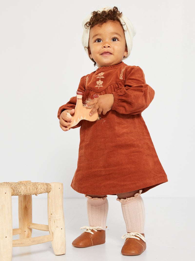 Robe en velours esprit bohème Marron - Kiabi