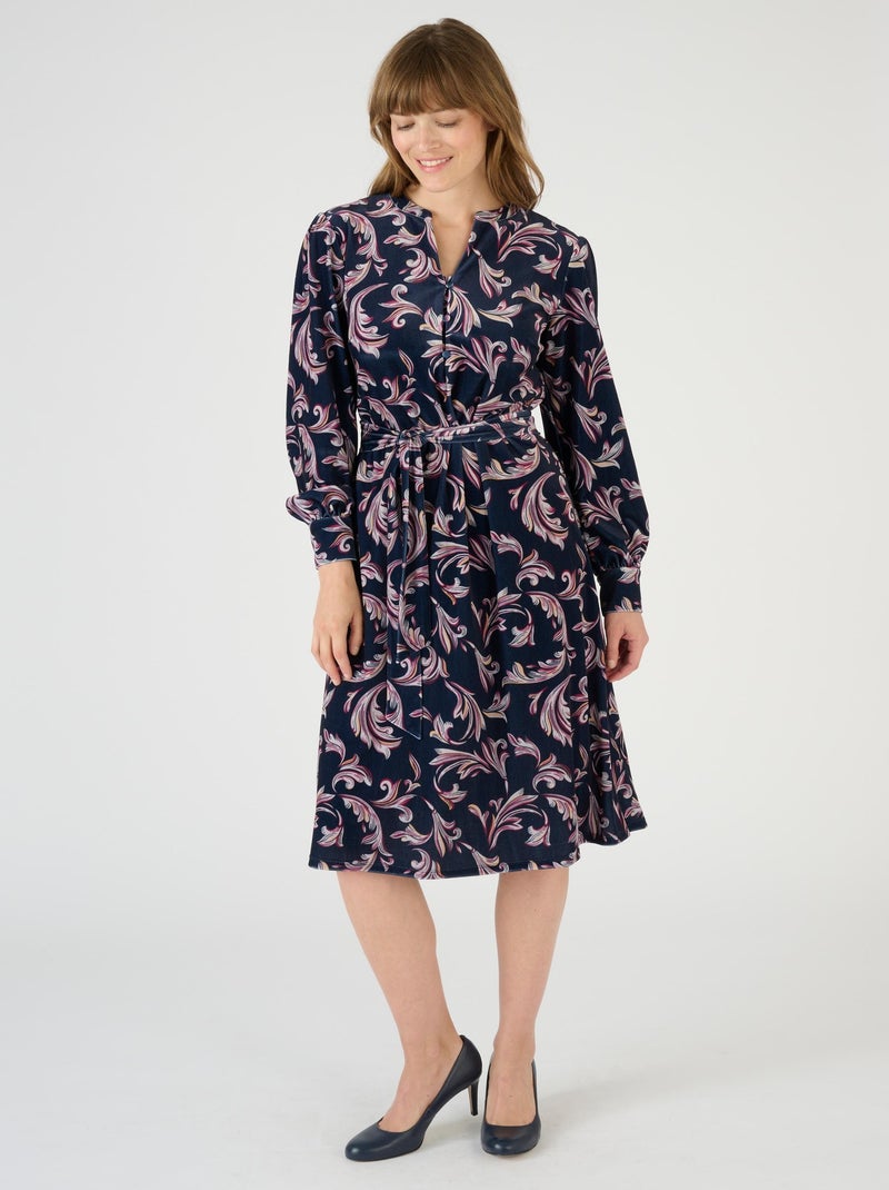Robe en velours imprimé - Damart Bleu marine - Kiabi