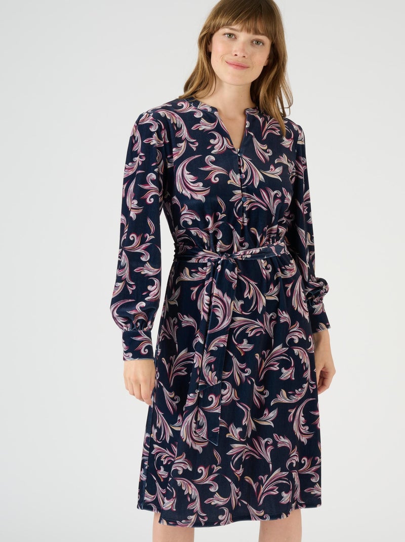 Robe en velours imprimé - Damart Bleu marine - Kiabi