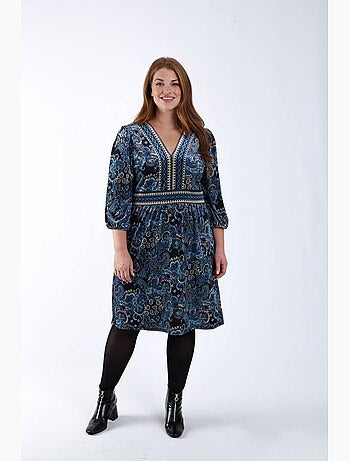 Robe en velours imprimé cachemire PAPRIKA