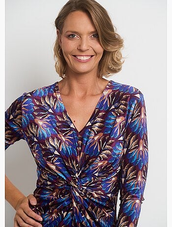 Robe en velours imprimé taille drapée - AFIBEL