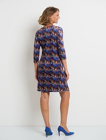 Robe en velours imprimé taille drapée