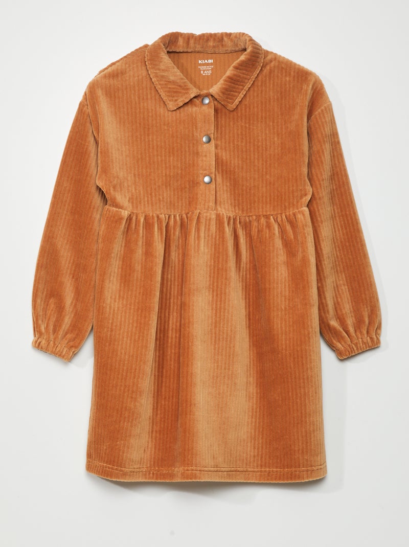 Robe en velours Marron - Kiabi