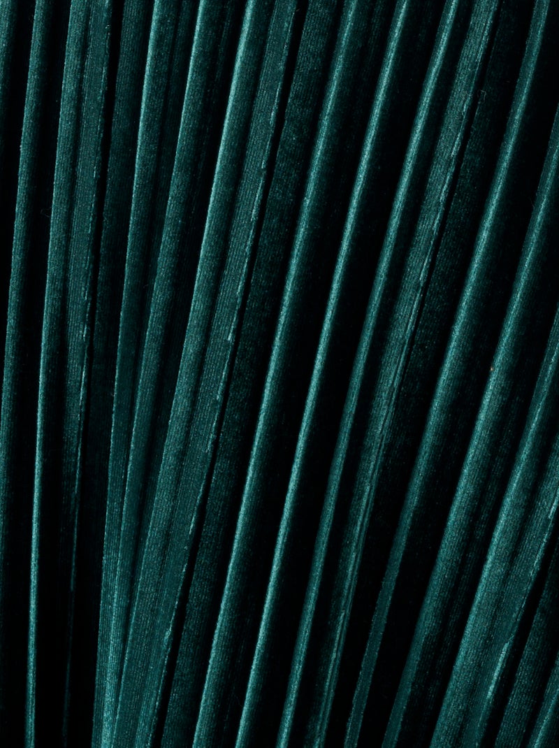 Robe en velours plissé satiné + ceinture - Damart Vert - Kiabi