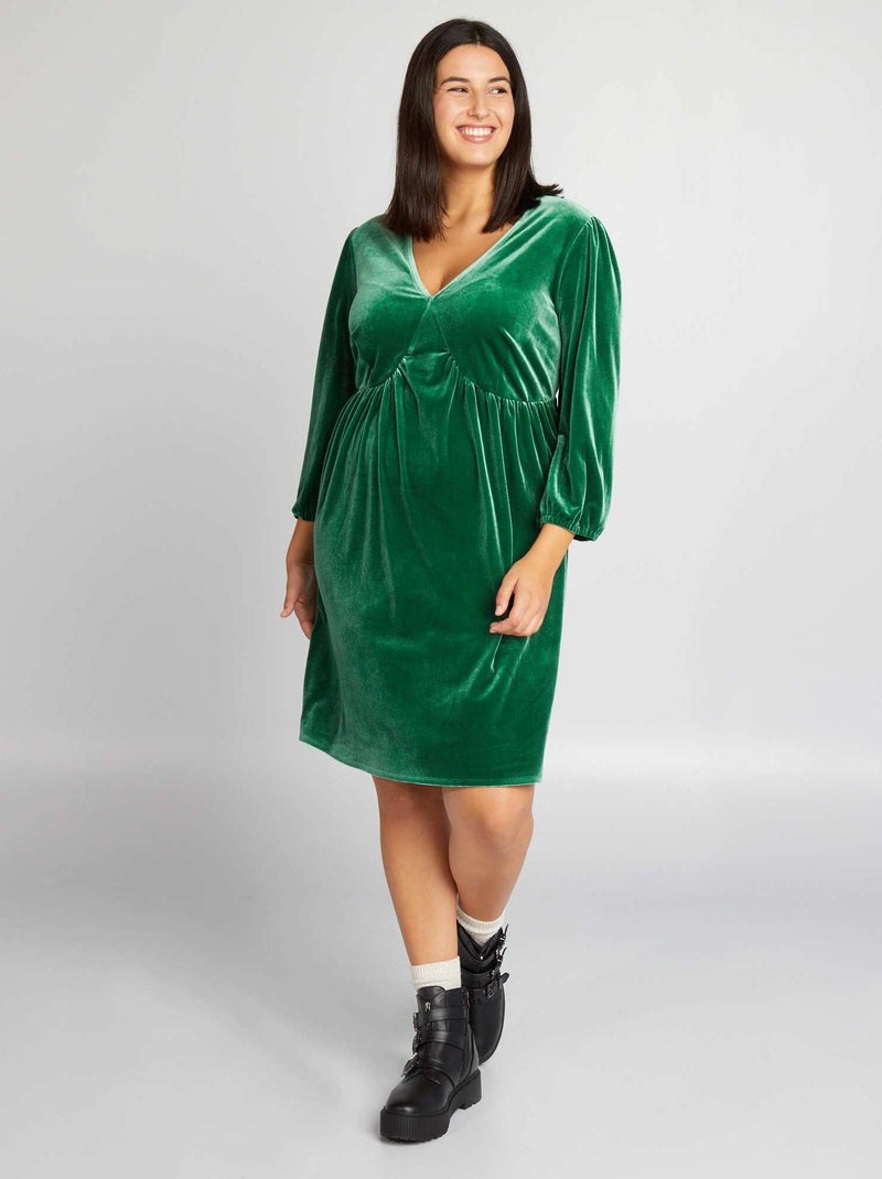 Robe en velours Vert - Kiabi