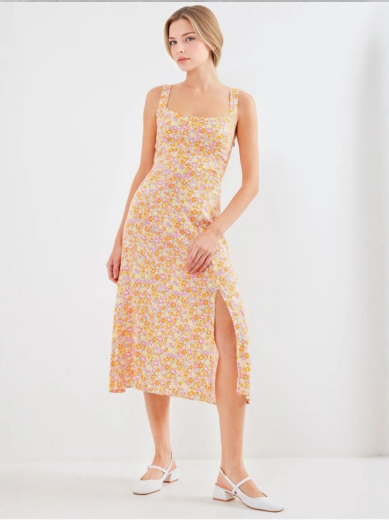 Robe en viscose à bretelles et fente bdart Orange mandarine - Kiabi