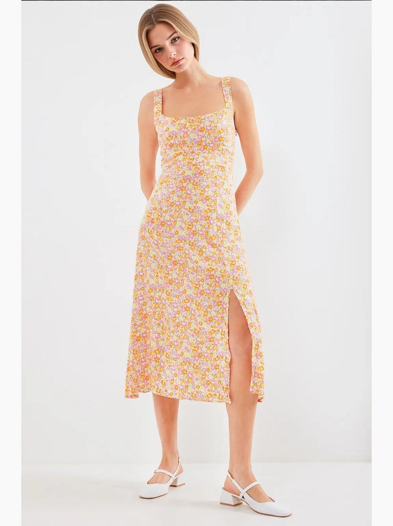 Robe en viscose à bretelles et fente bdart Orange mandarine - Kiabi