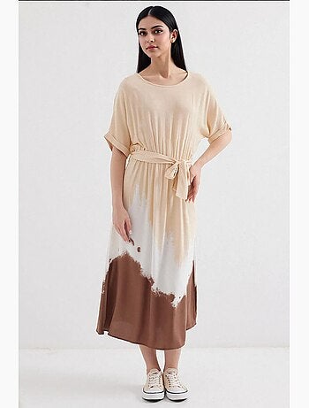 Robe en viscose à manches courtes à motifs bdart