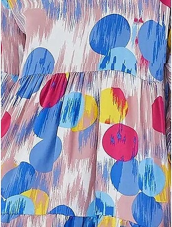 Robe en viscose à manches courtes et motifs bleu roi rouge bdart